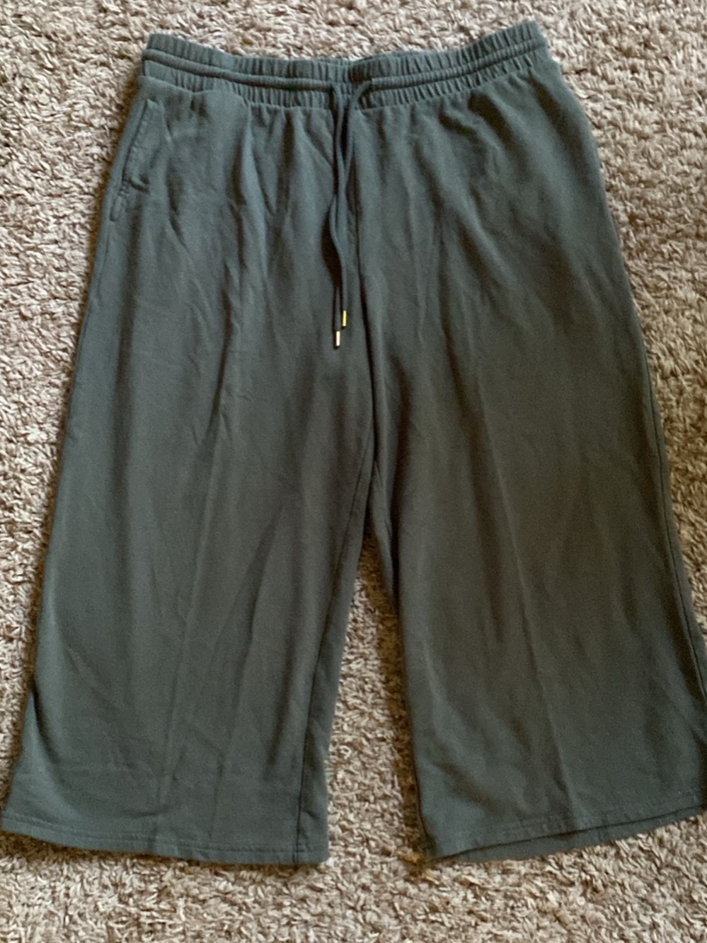 Terra & Sky Dark Olive Knit Waistband Capri